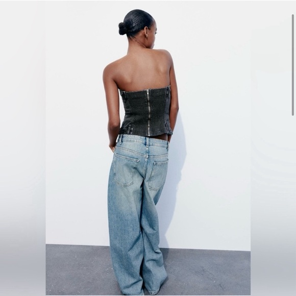 Zara CORSET STYLE DENIM TOP TRF - Picture 2 of 8